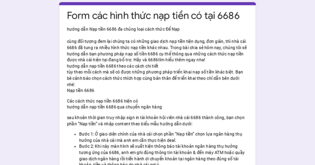 hướng dẫn cách nạp tiền vào 6686